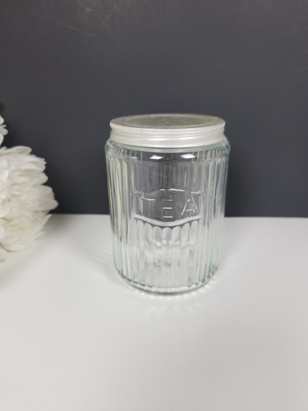 Antique Hoosier Ribbed Glass Tea Jar | Glass Tea Canister | Retro